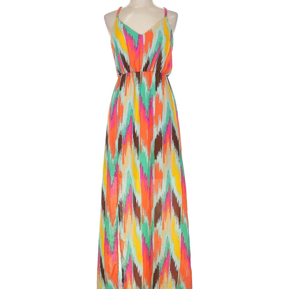 Judith March Orange Yellow Halter Sundress Maxi - Picture 3 of 3